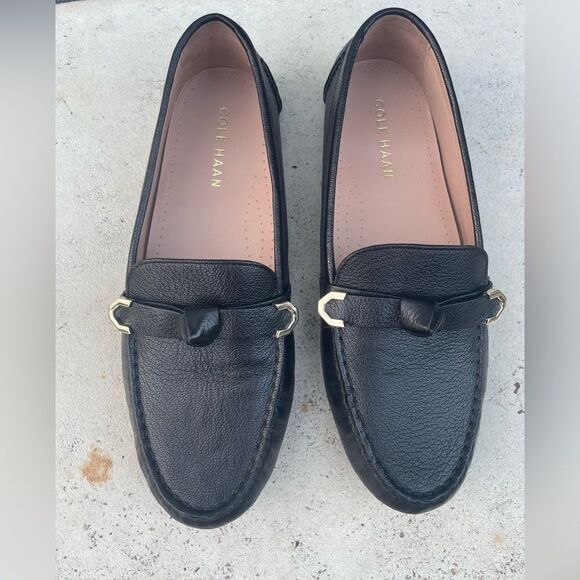 Cole Haan Women's Evelyn Bow Driver Black Leather Loafers Size 8.5B - Picture 3 of 10